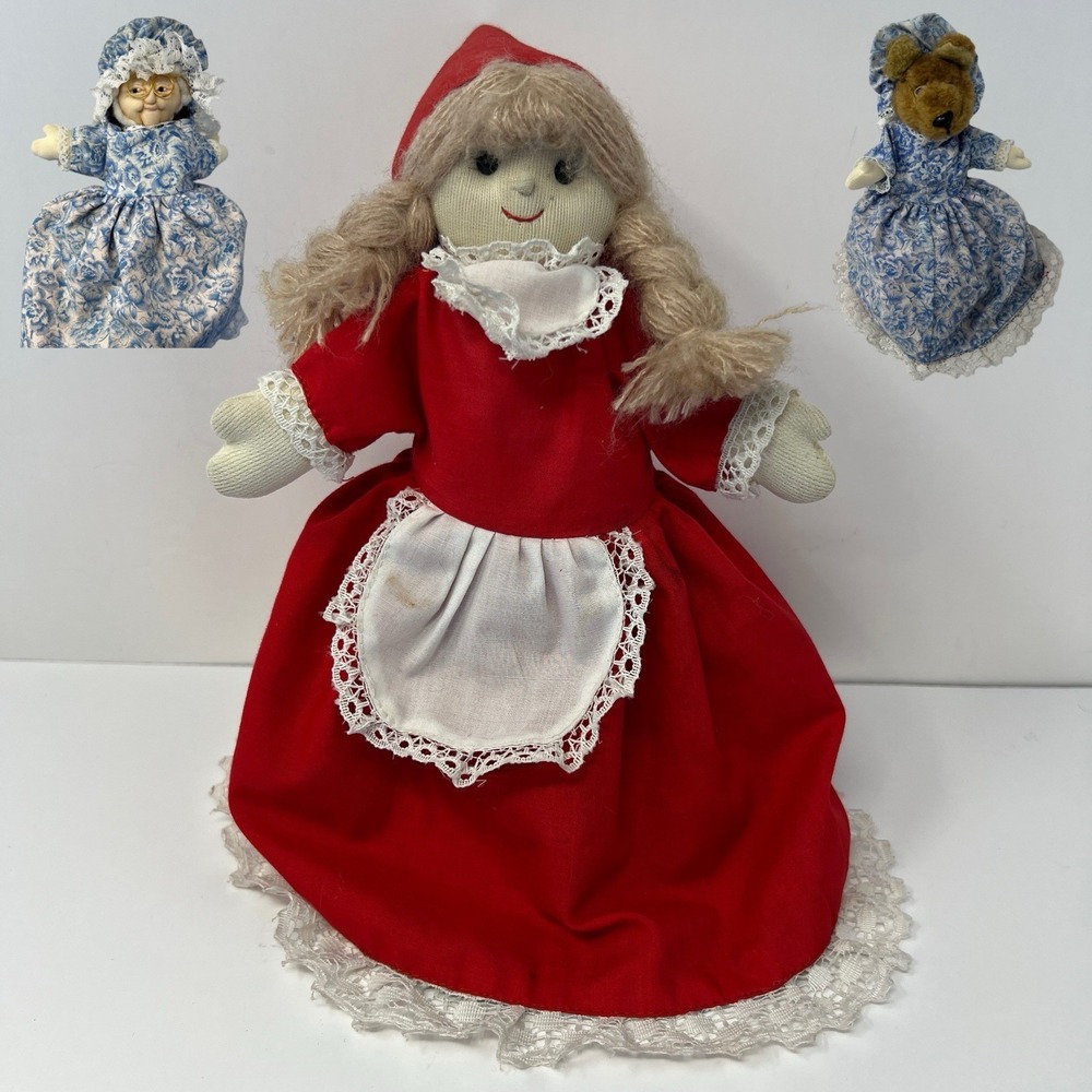 Little Red Riding Hood Topsy Turvy Doll Grandma Wolf 3in1 Flip Vintage 1980s